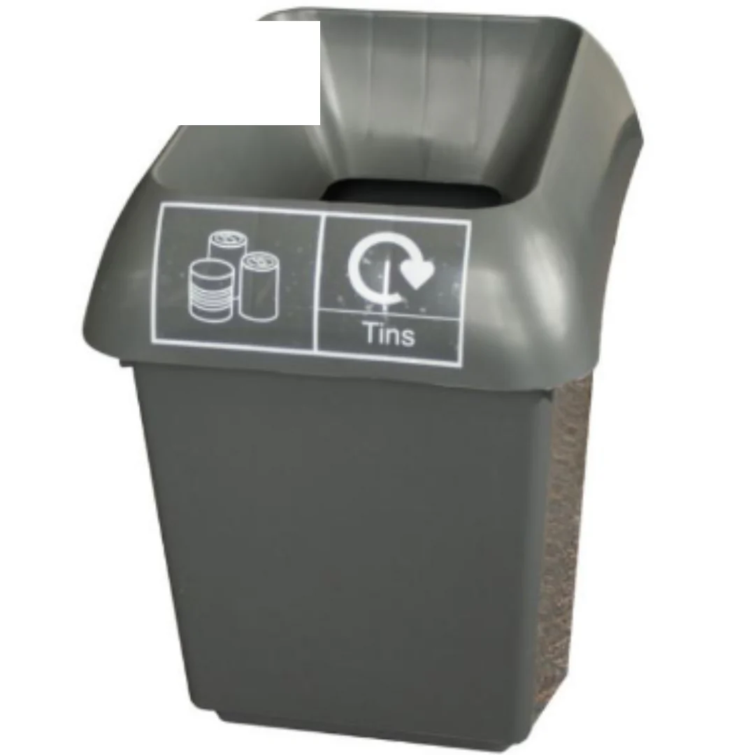 30L Recycling Bin with Grey Lid & Tins Logo x Case of 1