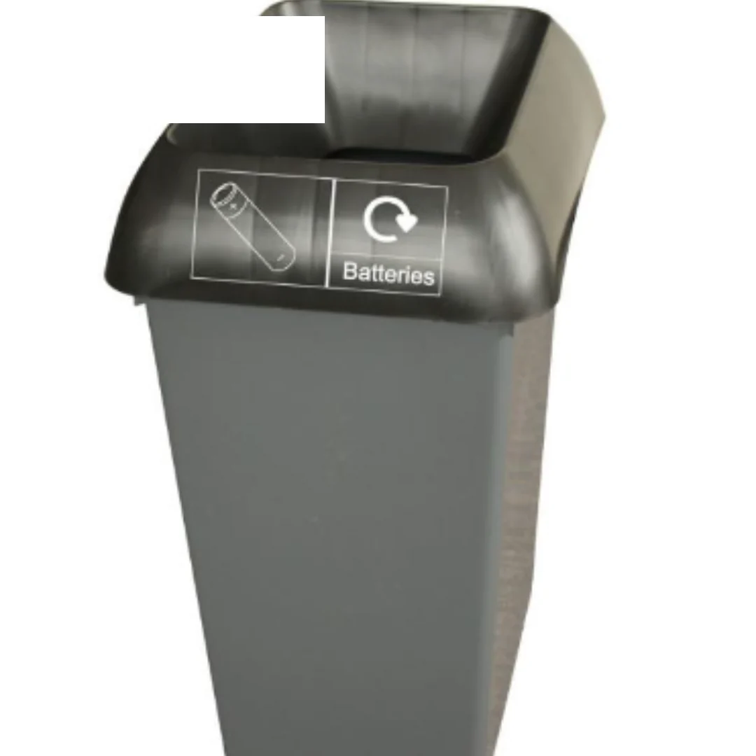 50L Recycling Bin with Black Lid & Batteries Logo x Case of 1