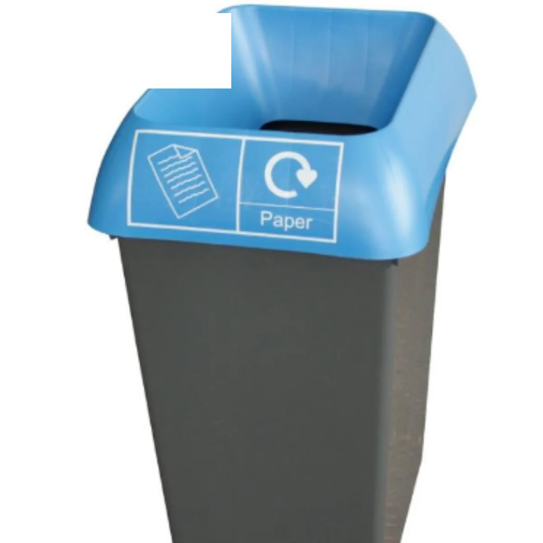 50L Recycling Bin with Blue Lid & Paper Logo x Case of 1