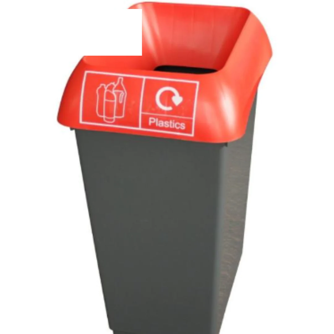 50L Recycling Bin with Red Lid & Plastics Logo x Case of 1