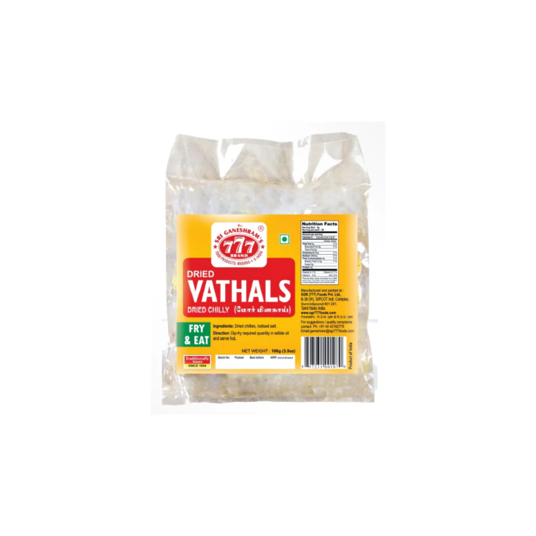 777 Dried Vathals (Dried Chilliy) 100g x 6 pack