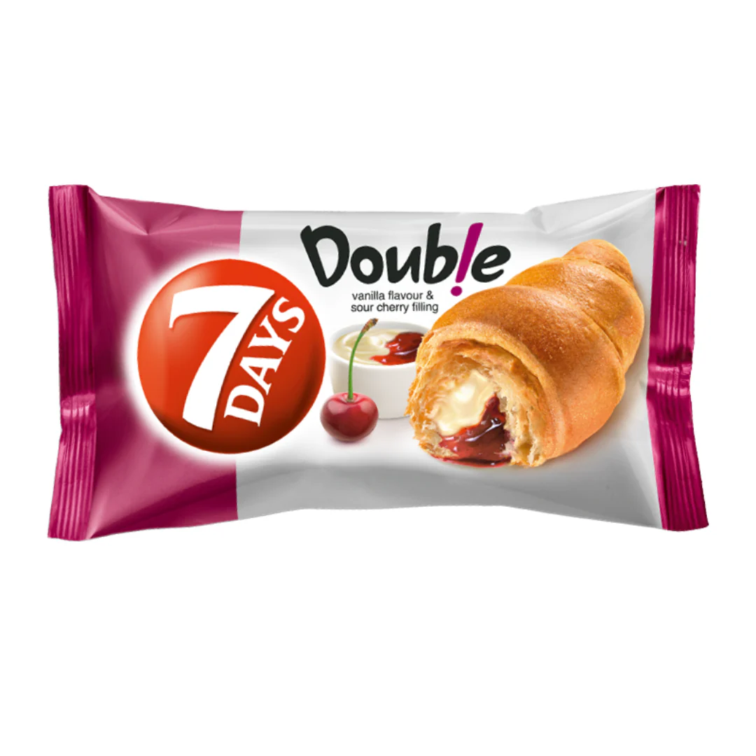 7 Days Double Croissant with Vanilla & Sour Cherry Filling 80gr