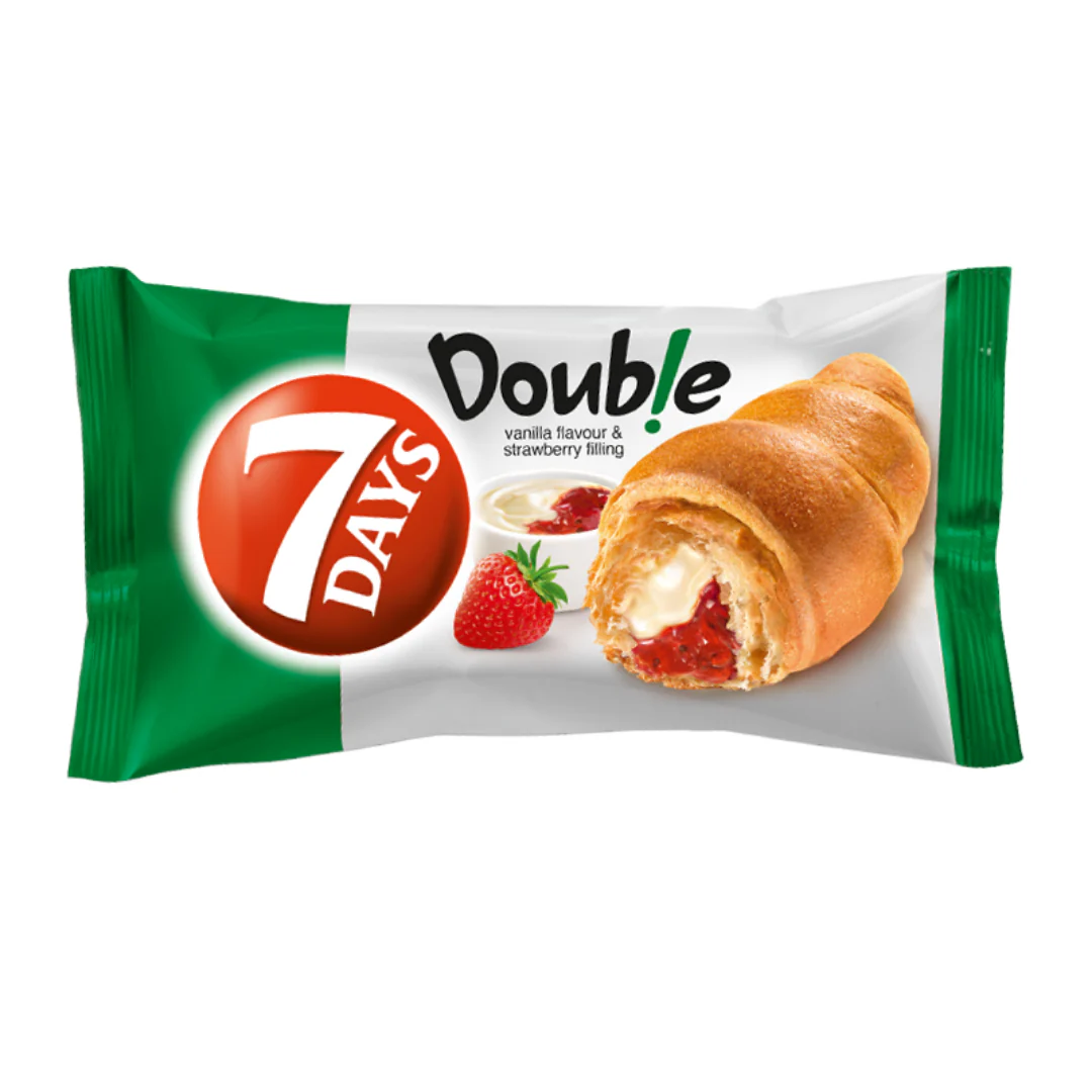 7 Days Double Croissant with Vanilla & Strawberry Filling 80gr