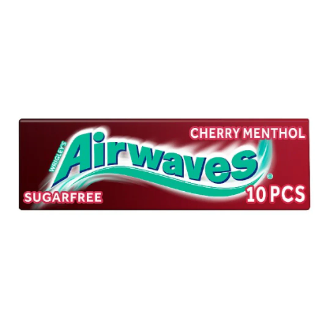 Airwaves Cherry Menthol Sugar Free Chewing Gum 10 Pieces x Case of 30