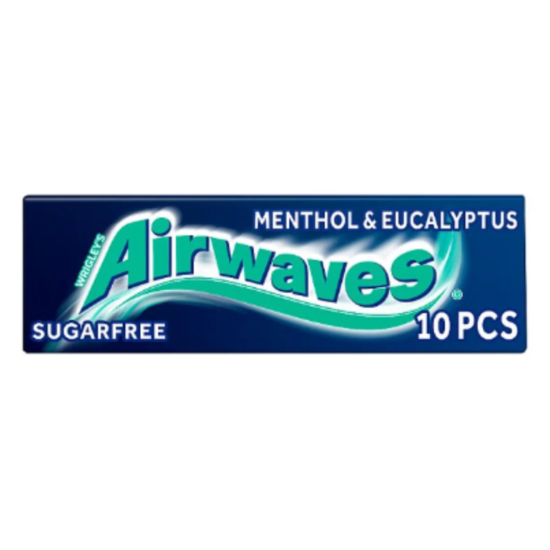 Airwaves Menthol & Eucalyptus Sugar Free Chewing Gum 10 Pieces x Case of 30