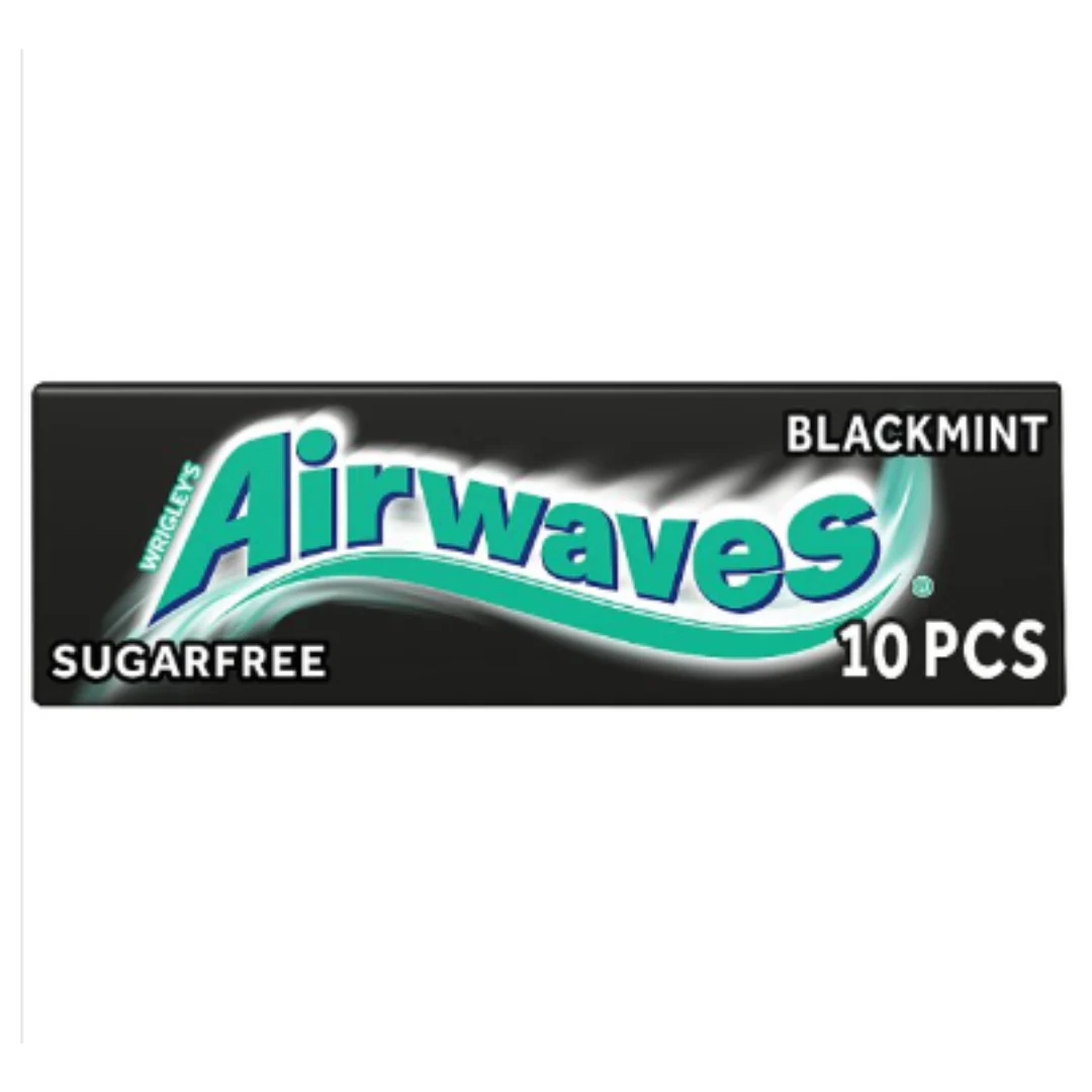 Airwaves Black Mint Sugar Free Chewing Gum 10 Pieces 14g x Case of 30