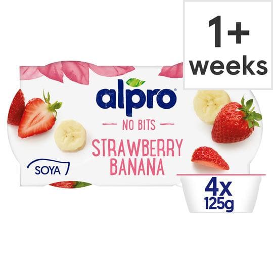 Alpro No Bits Strawberry Banana Yogurt Alternative 4X125gr