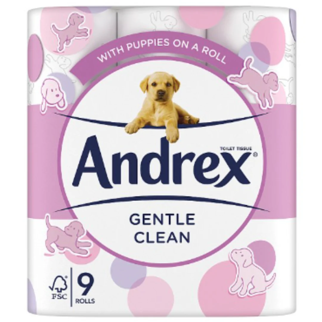 Andrex Gentle Clean Toilet Tissue 9 Rolls x Case of 5
