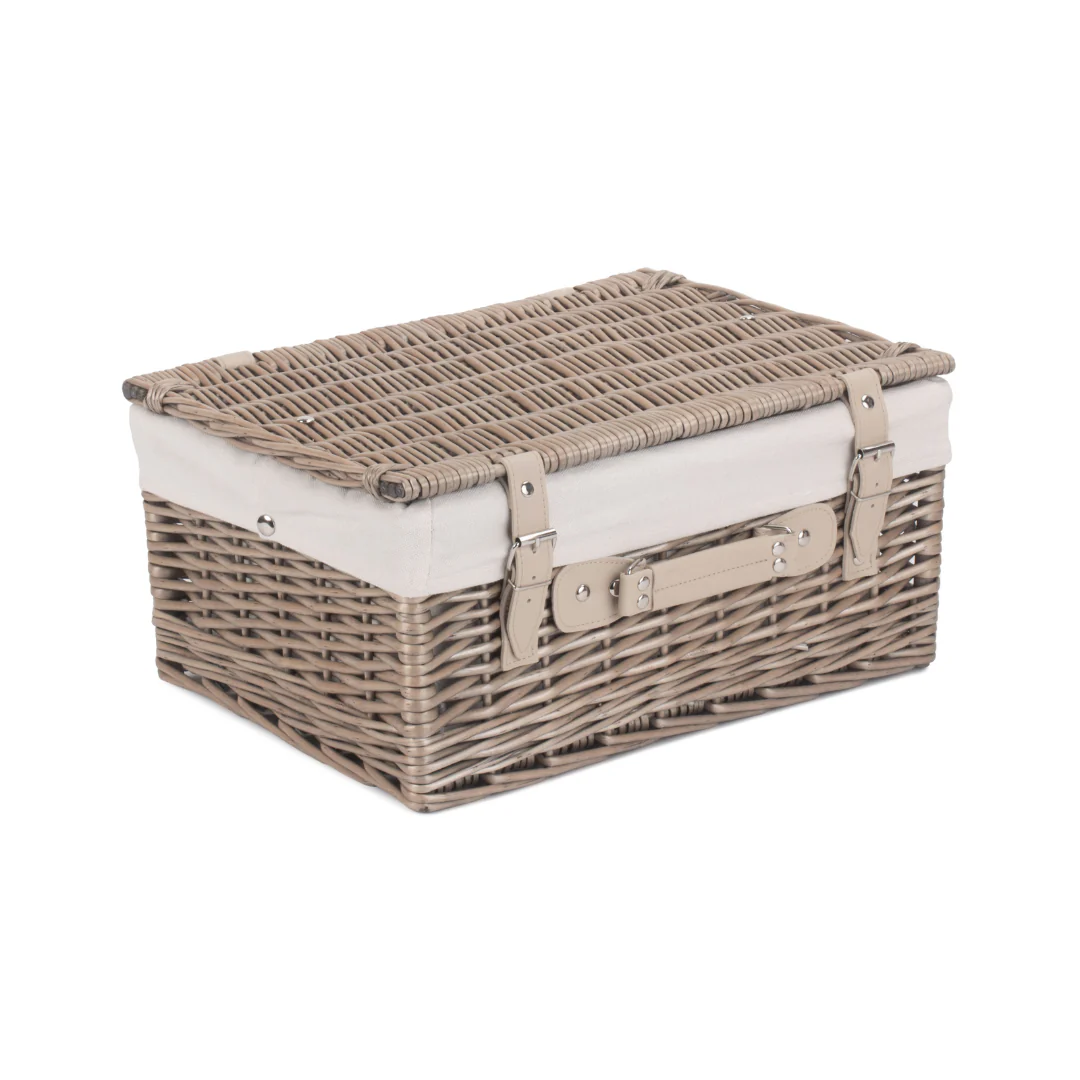 16" Antique Wash Hamper With White Lining