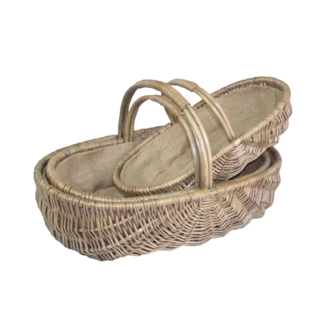 Shallow Antique Wash Lined Trug Set 3