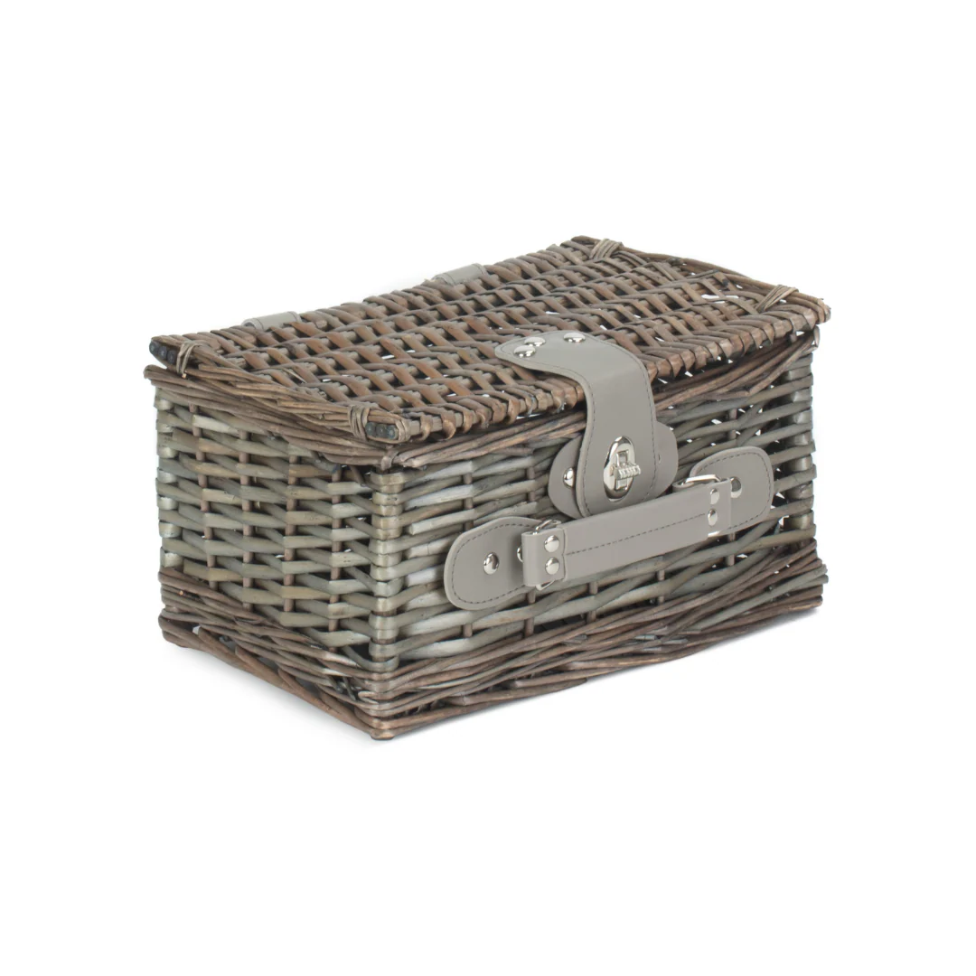 Small Antique Wash Split Willow Chest Hamper