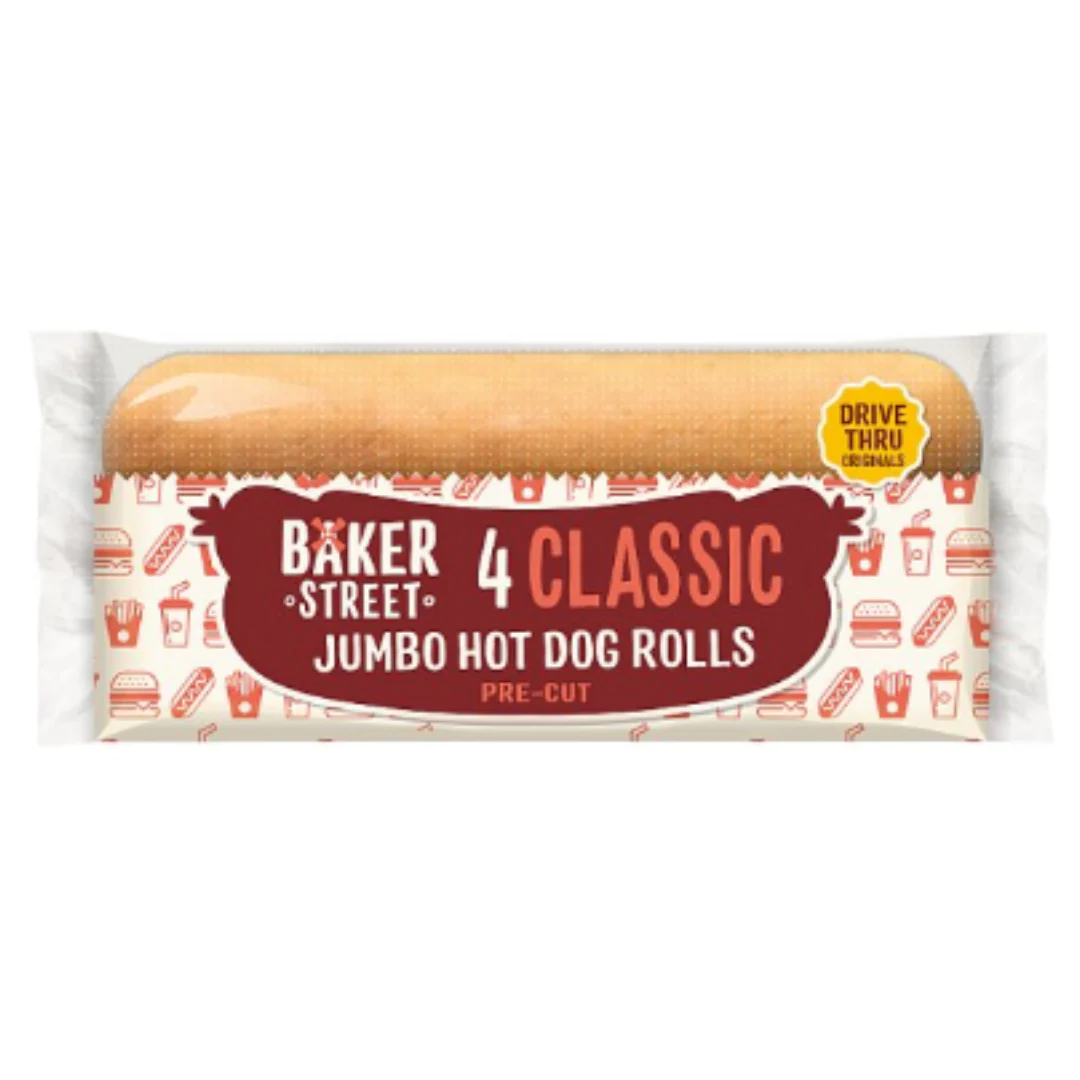 Baker Street 4 Jumbo Hot Dog Rolls x Case of 7