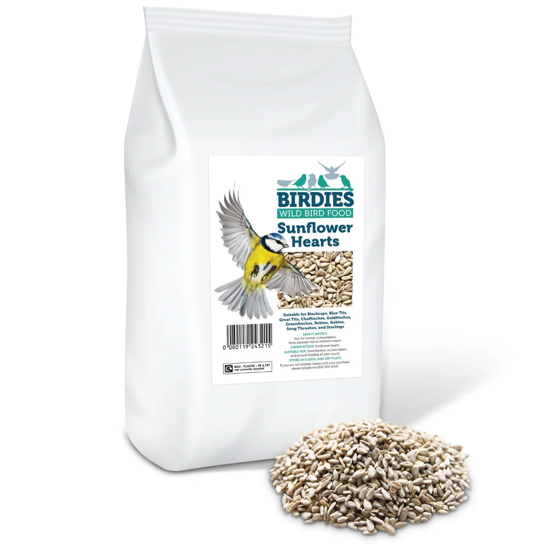 Birdies Sunflower Hearts- Bird Seed for Wild Birds -12.55kg Premium Husk Free Bakery Grade Kernels