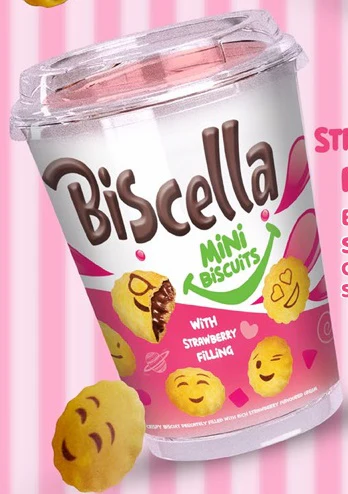 12x Biscella Strawberry Filled Mini Biscuits