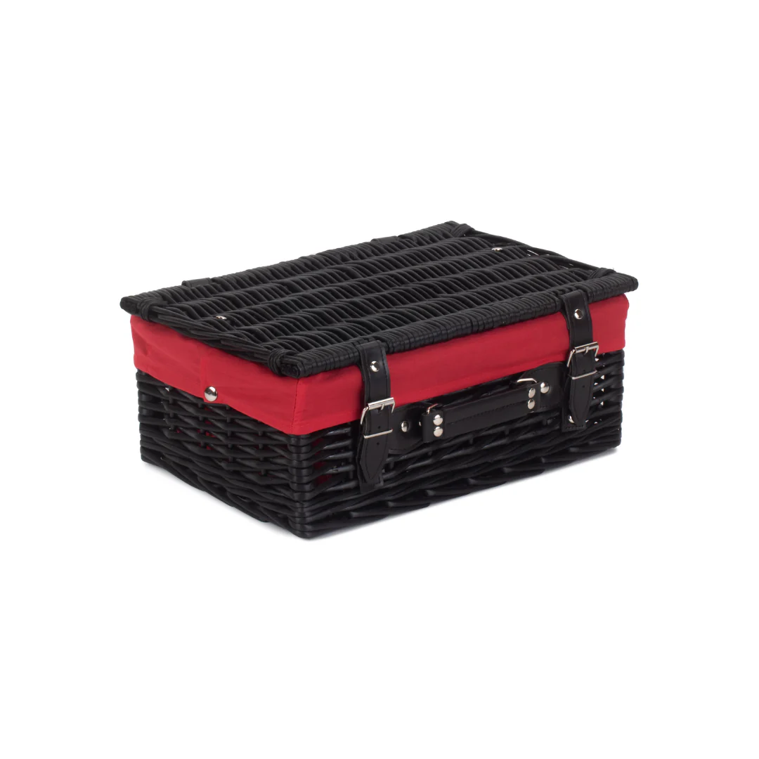 14" Black Hamper With Red Lining