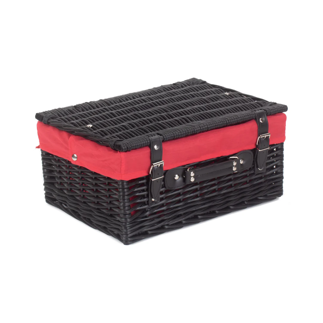16" Black Hamper With Red Lining