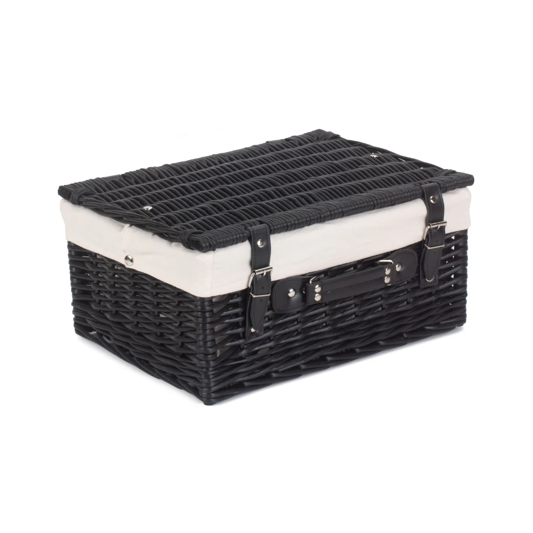 16" Black Hamper With White Lining