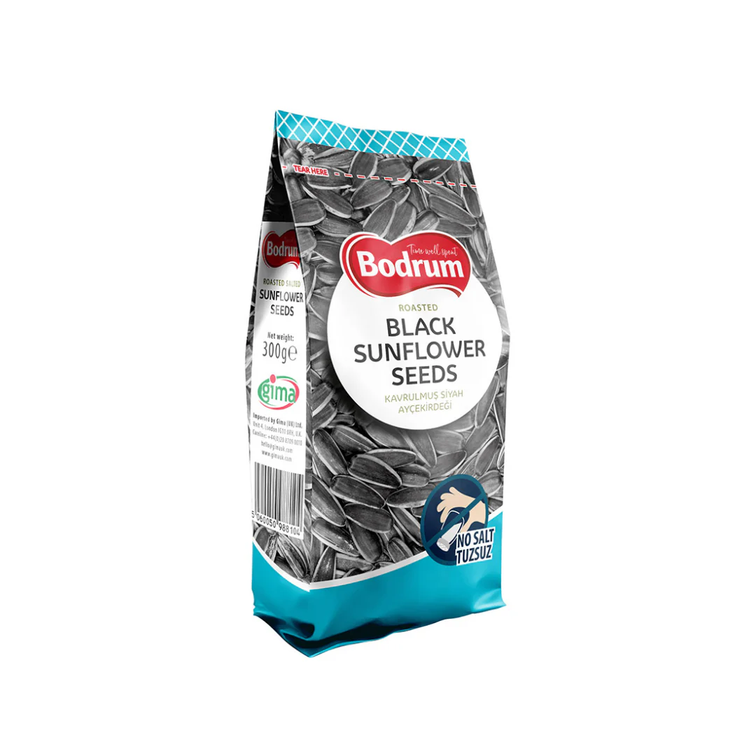 Bodrum Roasted Unsalted Black Sunflower Seeds 300gr