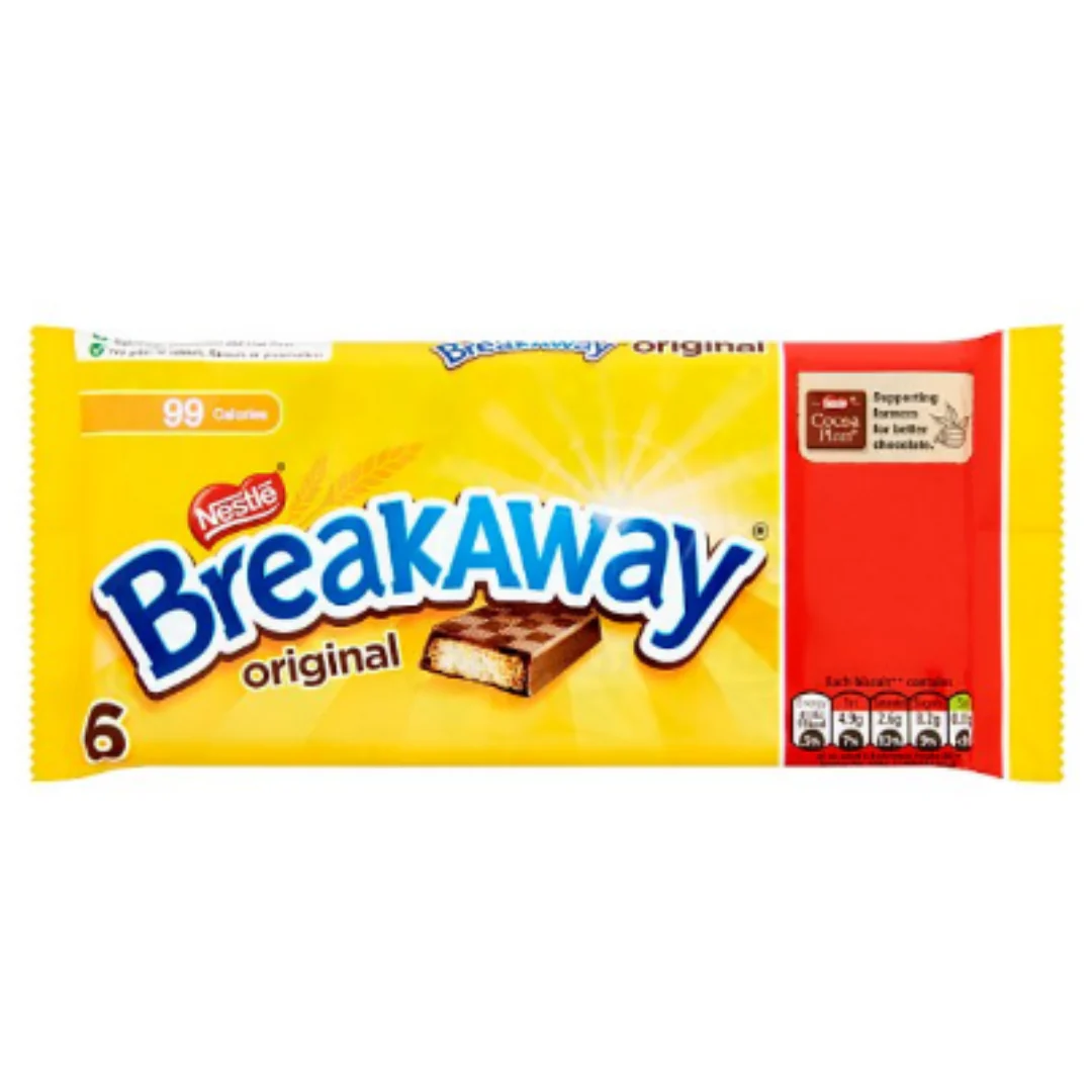 Breakaway Milk Chocolate Biscuit Bar Multipack 6 Pack x Case of 144