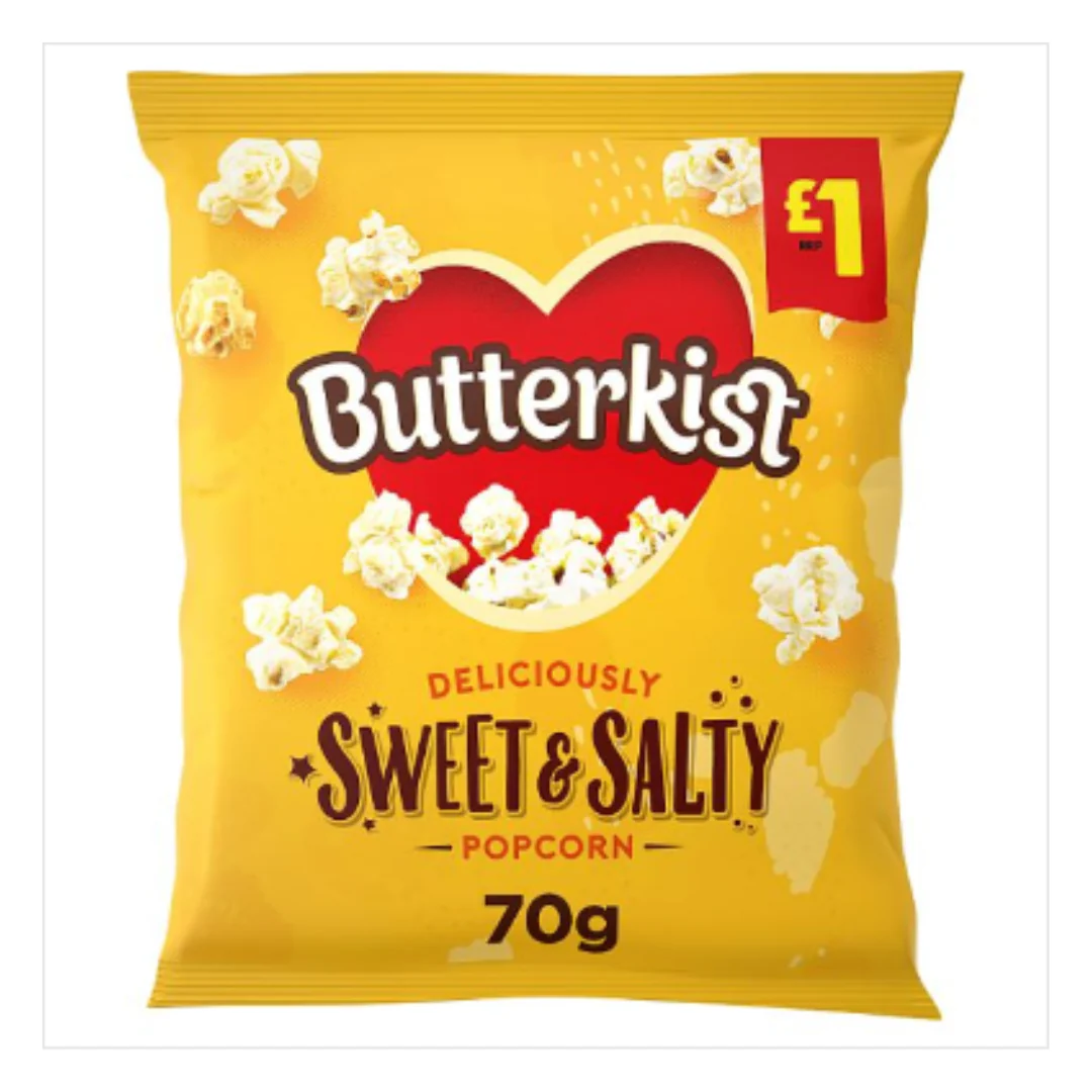 Butterkist Delicious Sweet & Salted Popcorn 70g, x Case of 12