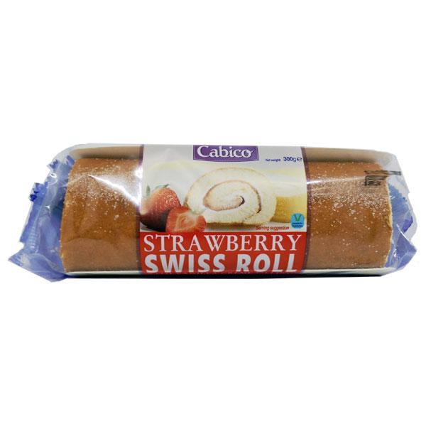 6x Cabico Swiss Roll Strawber.&Cream 300g