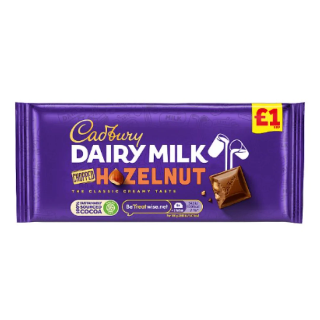 Cadbury Dairy Milk Chopped Nut Chocolate Bar 95g x Case of 22