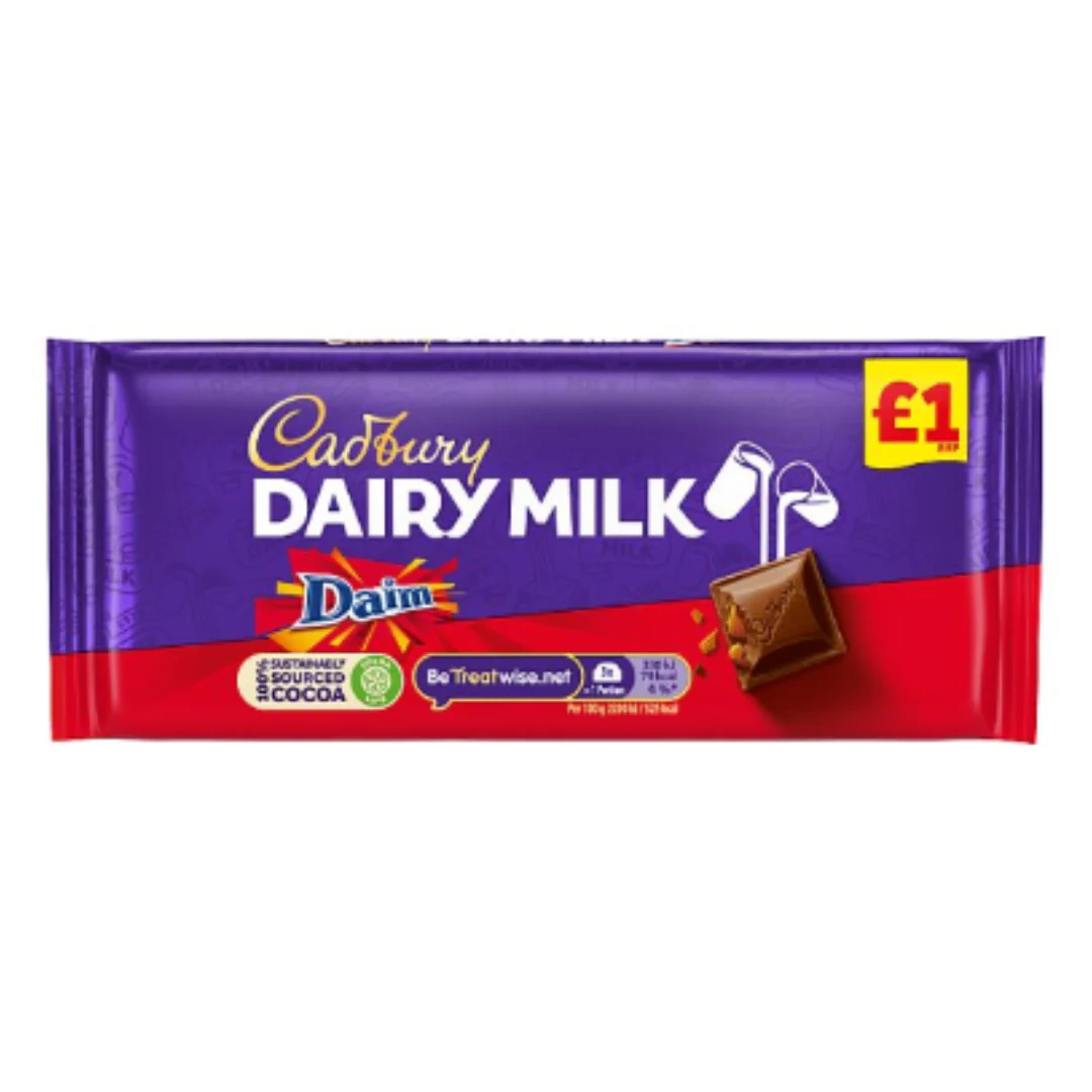 Cadbury Dairy Milk with Daim Chocolate Bar 120g x Case of 18