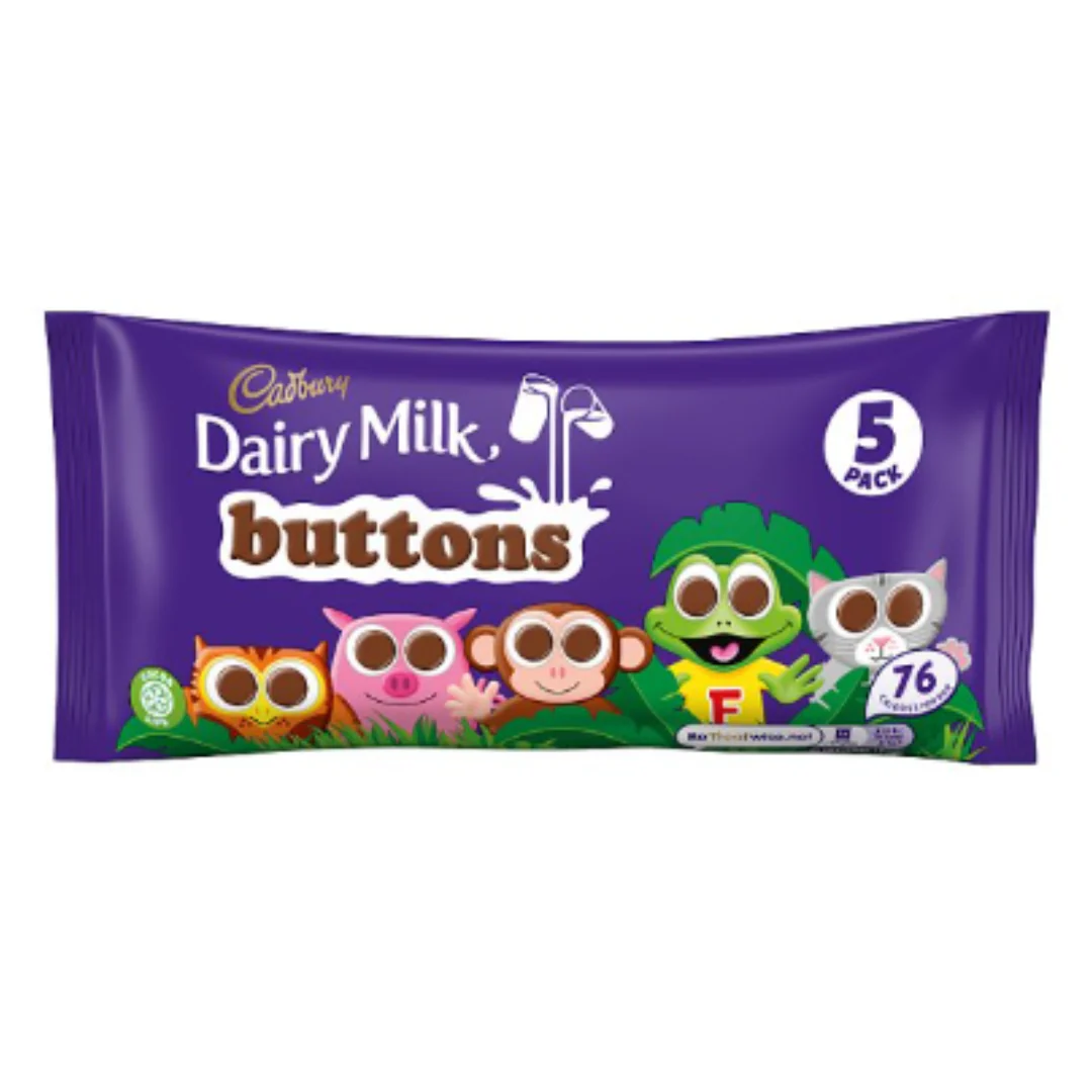 Cadbury Dairy Milk Buttons 5 Treatsize Chocolate Bags 70g x Case of 16