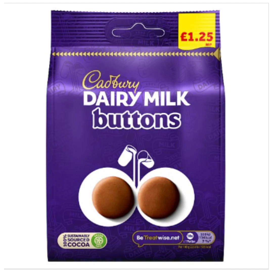 Cadbury Dairy Milk Buttons Chocolate Bag 95g x Case of 10