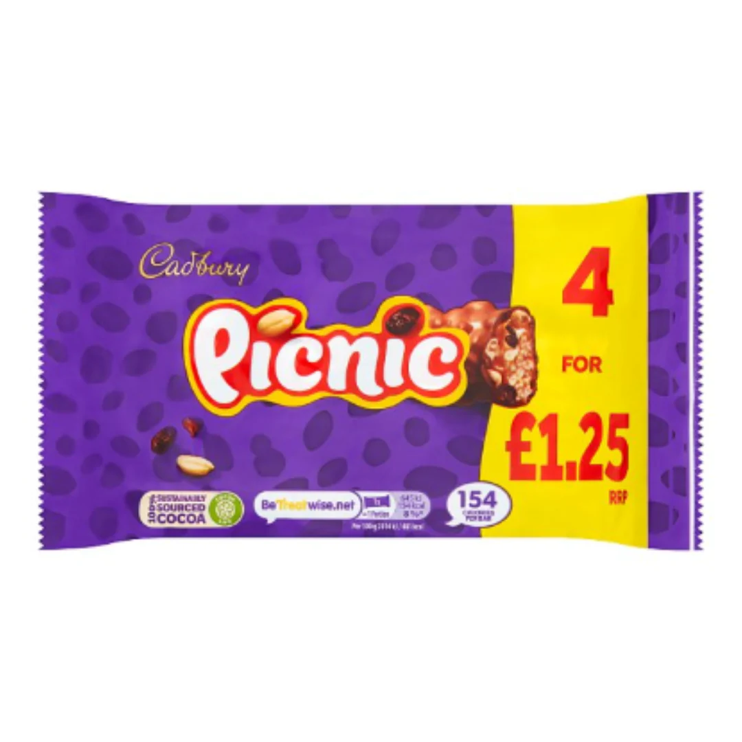 Cadbury Picnic 4 x 32g (128g) x Case of 10
