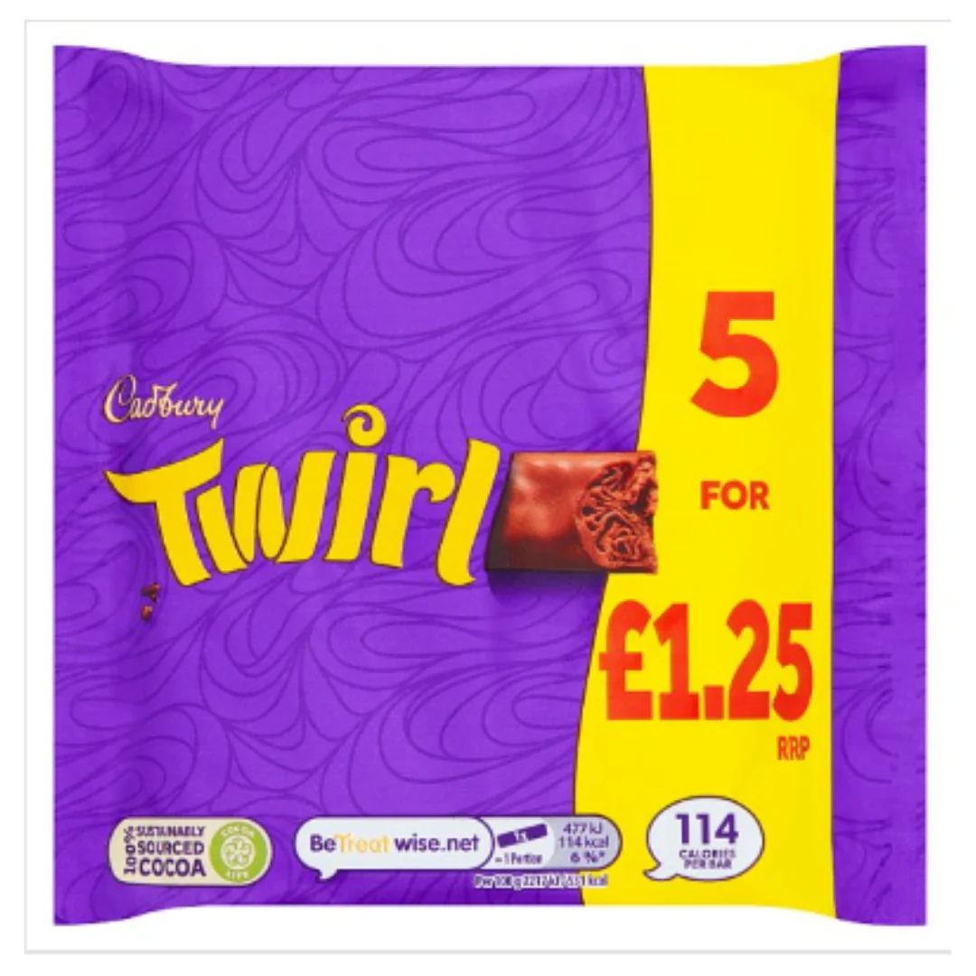 Cadbury Twirl 5 x 21.5g (107.5g) x Case of 20