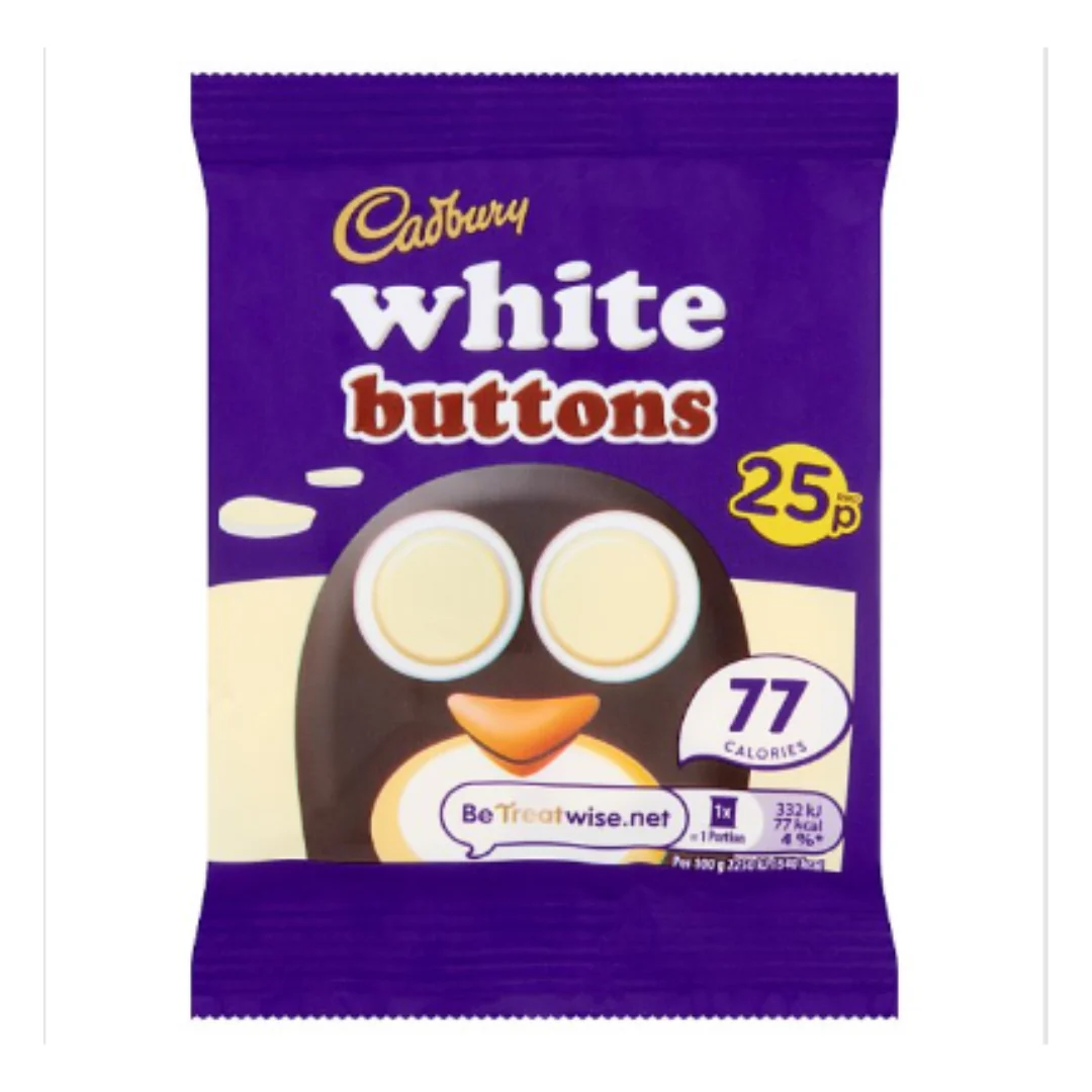 Cadbury White Buttons Chocolate Bag 14.4g x Case of 60