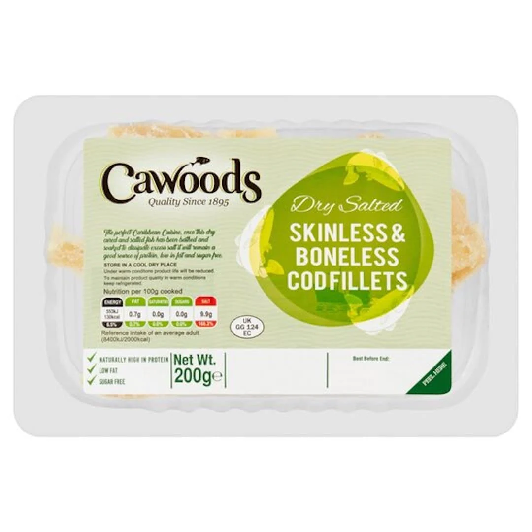 Cawoods Dry Salted Skinless & Boneless Cod Fillets 200gr