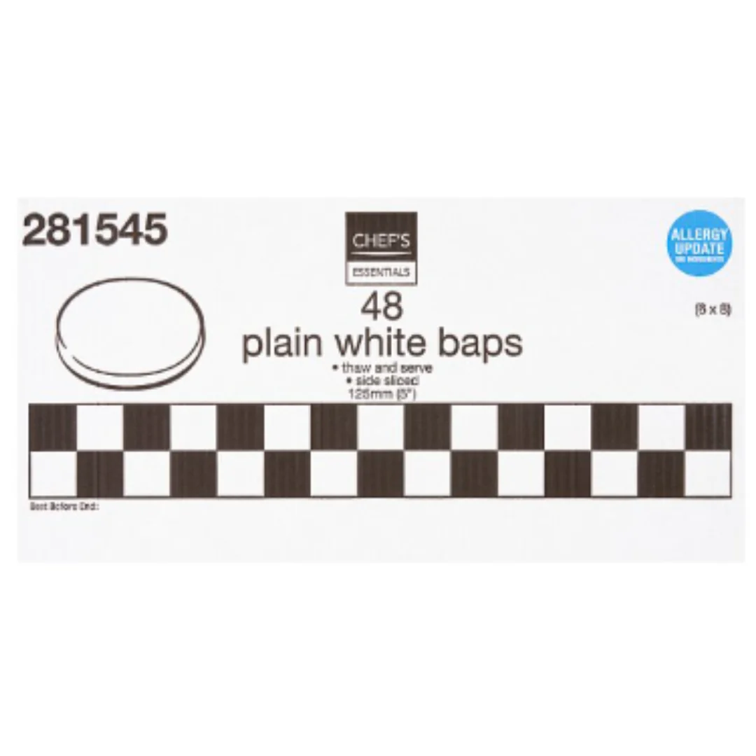 Chef's Essentials 48 Plain White Baps x 1 Pack