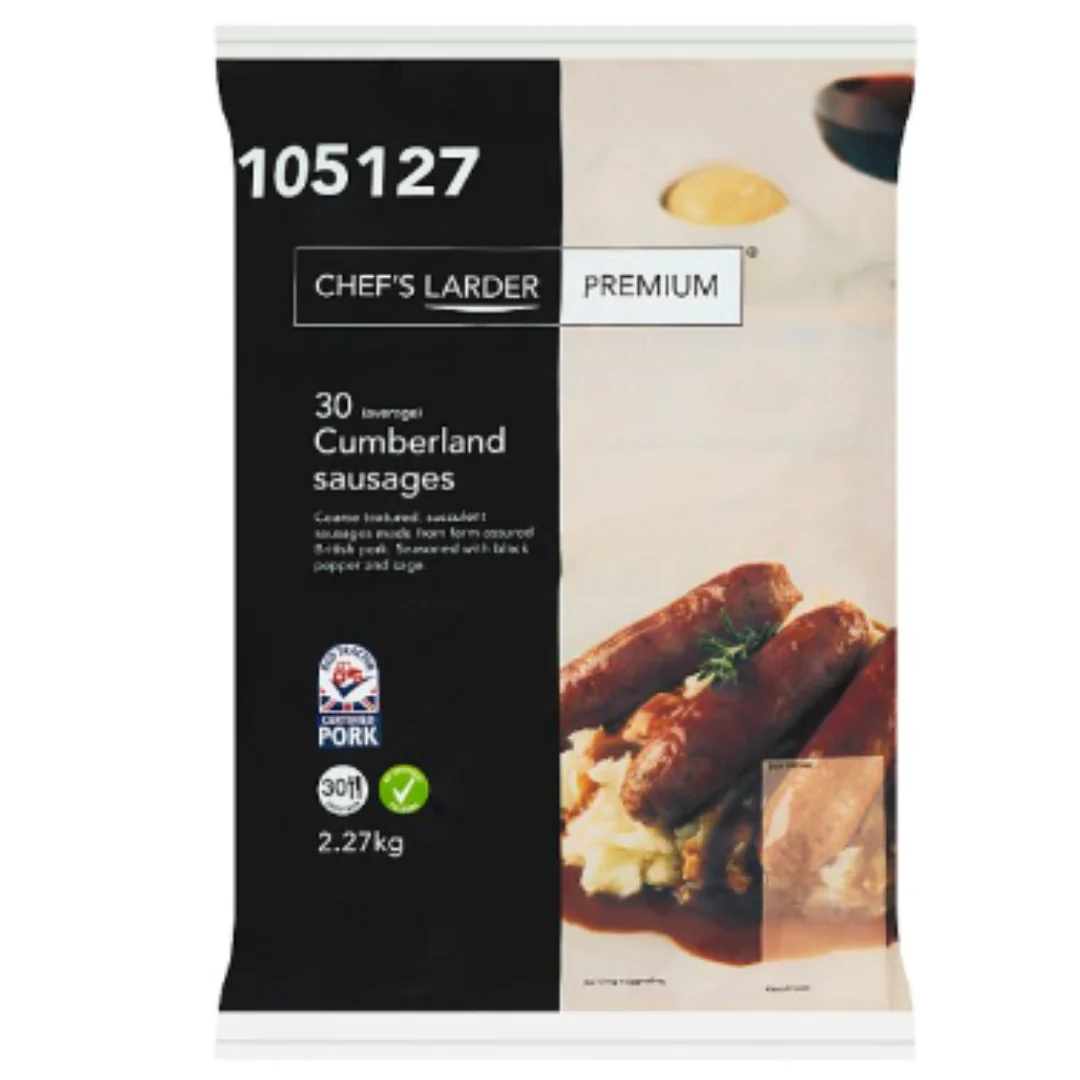 Chef's Larder Premium 30 (Average) Cumberland Sausages 2.27kg x 4 Packs