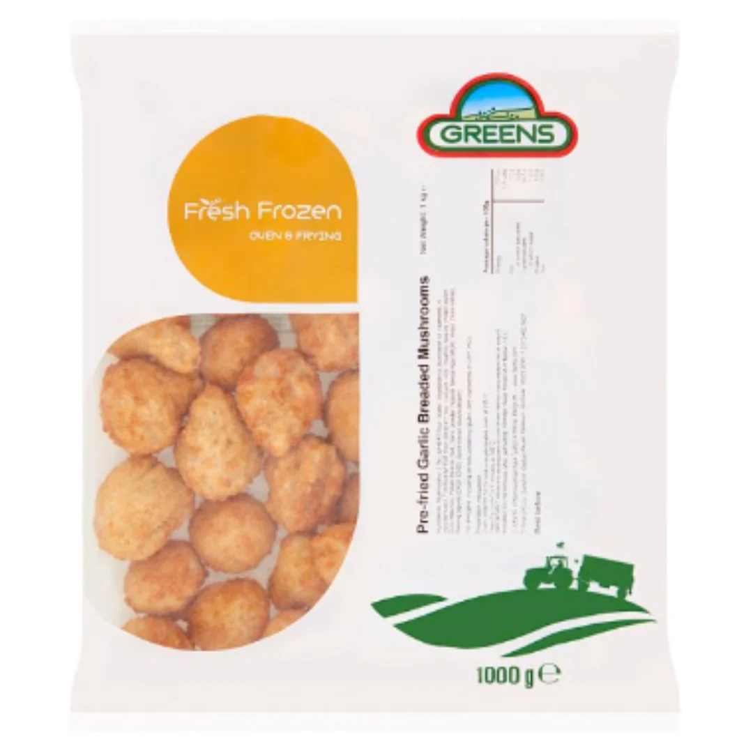 Greens Pre-Fried Garlic Breaded Mushrooms 1kg x 1 Pack