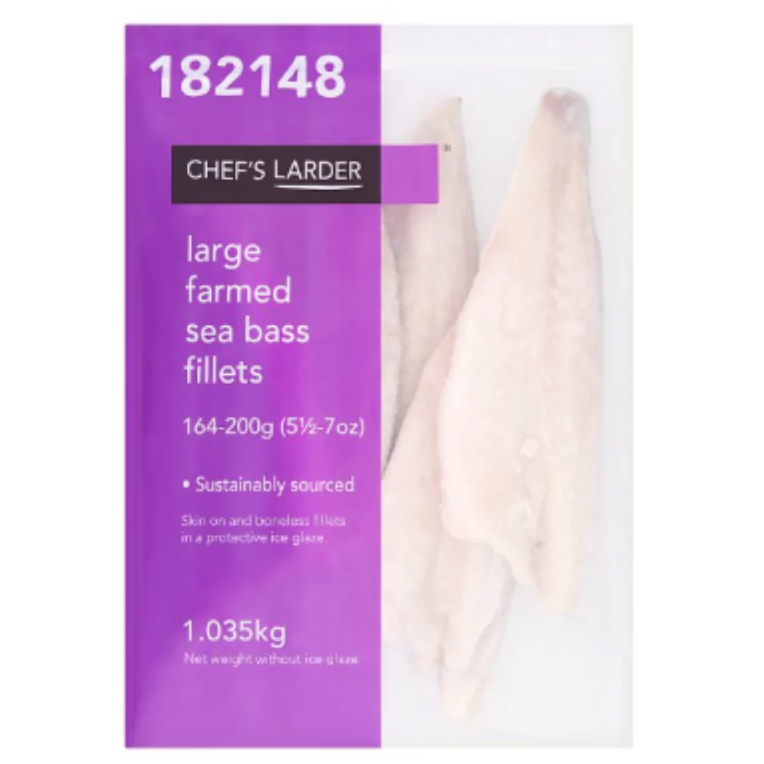 Chef's Larder Large Farmed Sea Bass Fillets 1.035kg x 10 Packs