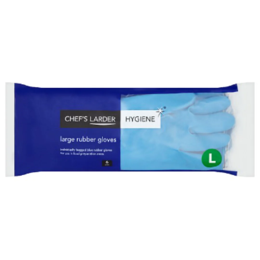 Chef's Larder Hygiene Large Rubber Gloves 6 Pairs x Case of 1