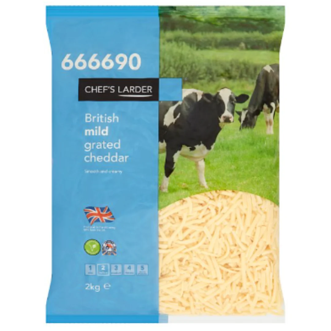 Chef's Larder British Mild Grated Cheddar 2kg  x 1
