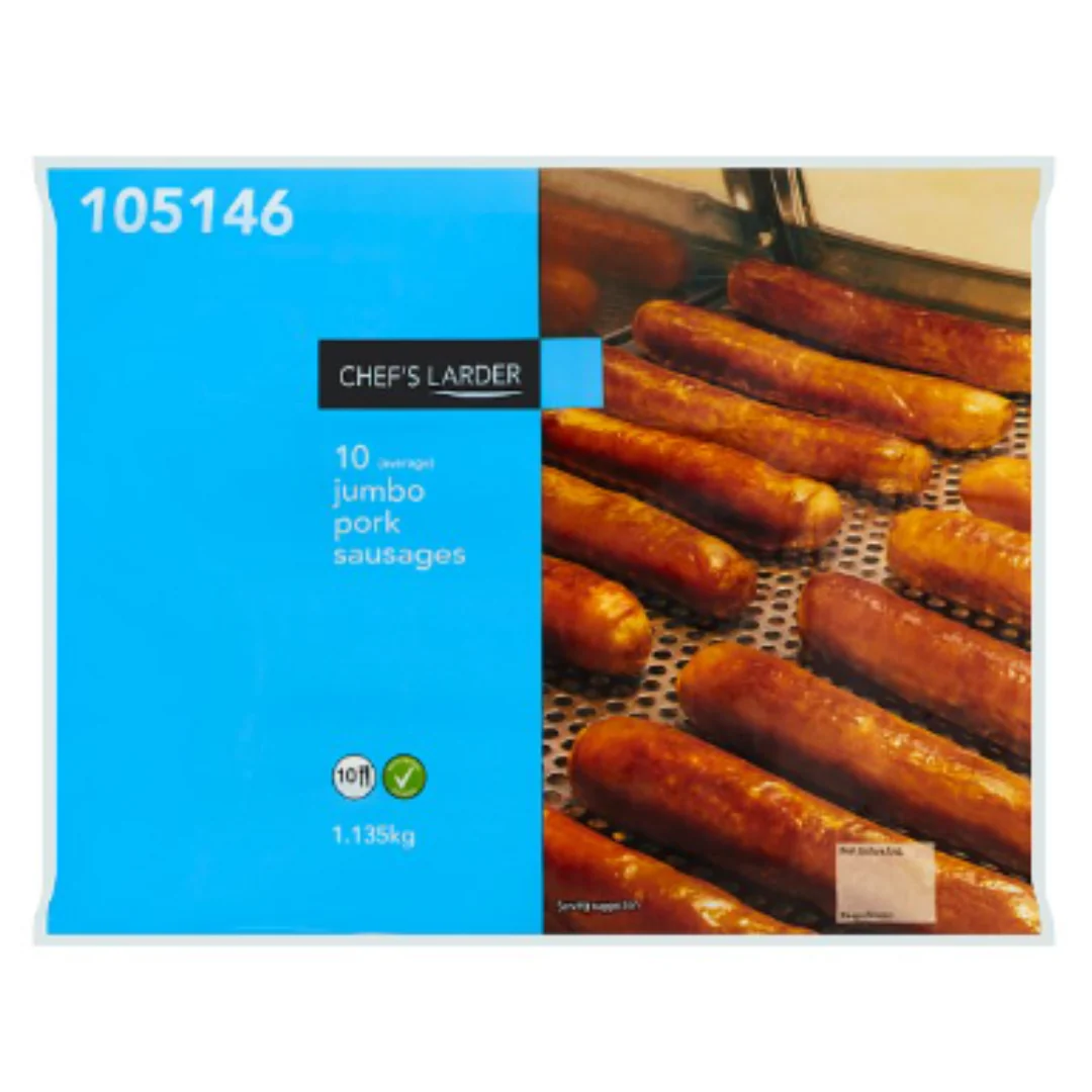 Chef's Larder 10 (Average) Jumbo Pork Sausages 1.135kg x 1 Pack