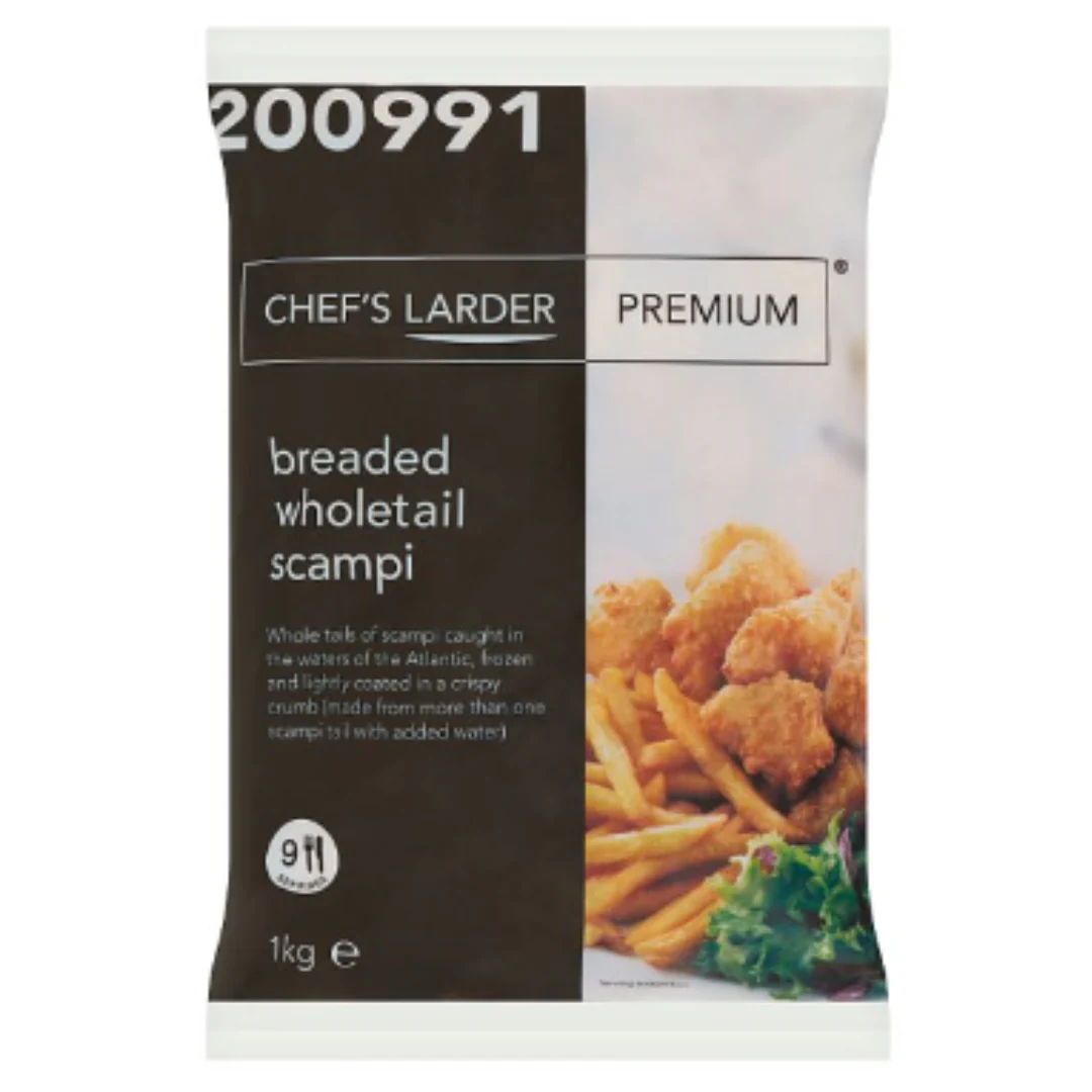 Chef's Larder Premium Breaded Wholetail Scampi 1kg x 1 Pack
