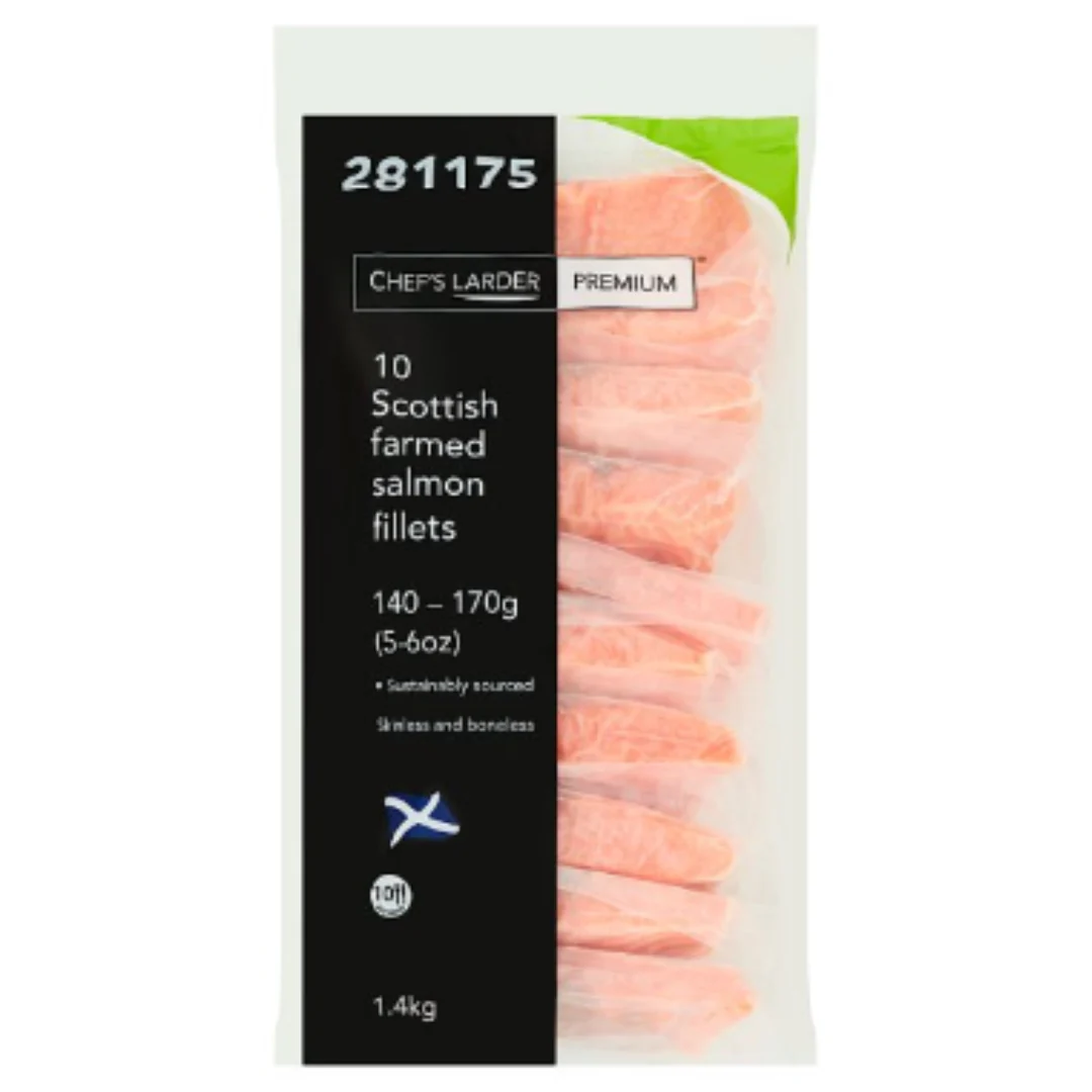 Chef's Larder Premium 10 Scottish Farmed Salmon Fillets 1.4kg x 1 Pack