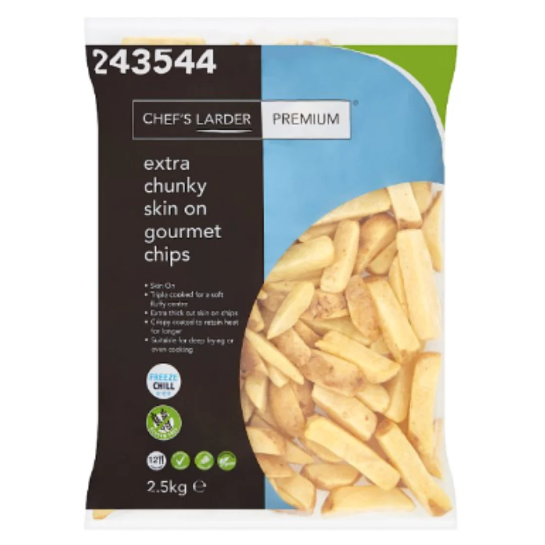 Chef's Larder Premium Extra Chunky Skin on Gourmet Chips 2.5kg x 1 Pack