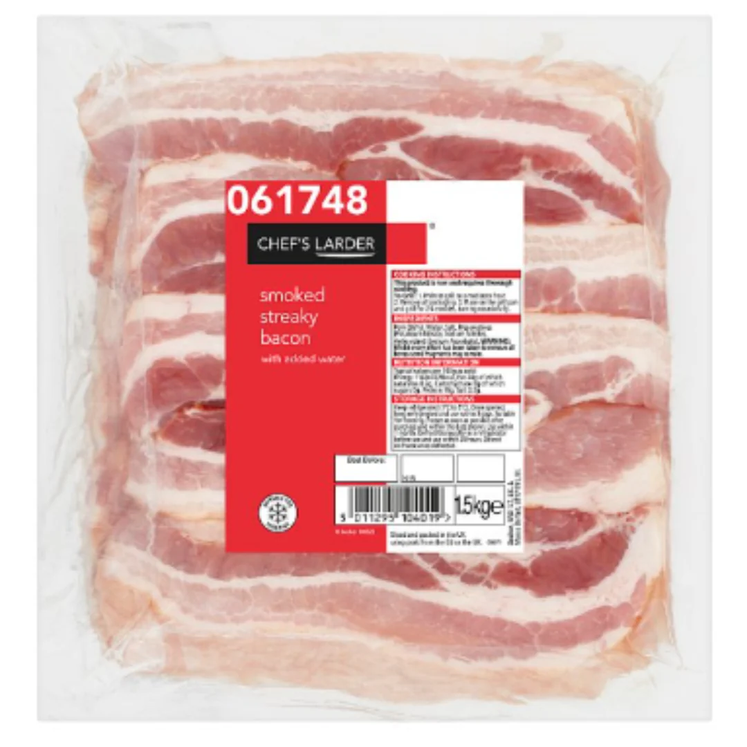 Chef's Larder Smoked Streaky Bacon 1.5kg x 6 Packs