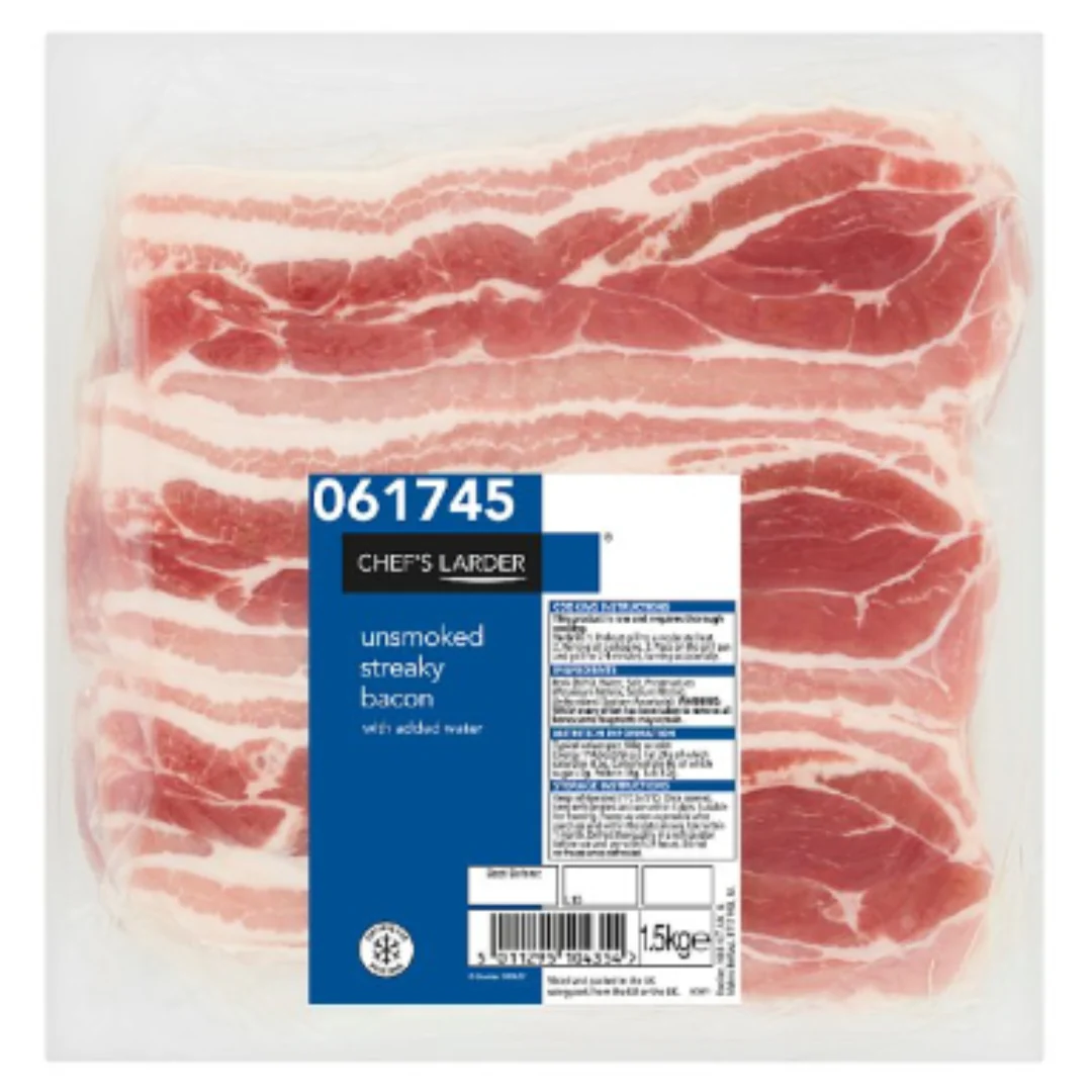 Chef's Larder Unsmoked Streaky Bacon 1.5kg x 6 Packs