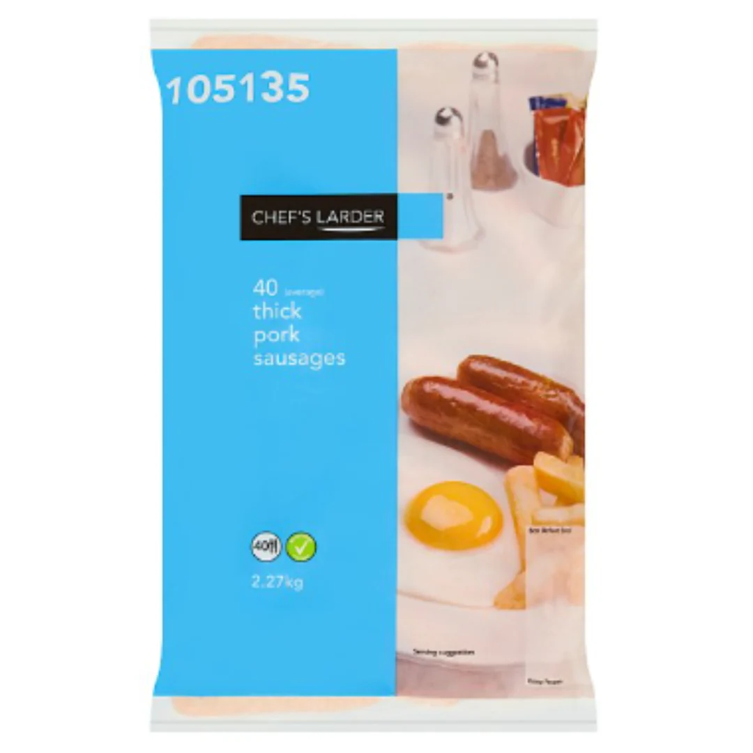 Chef's Larder 40 Thick Pork Sausages 2.27kg x 4 Packs