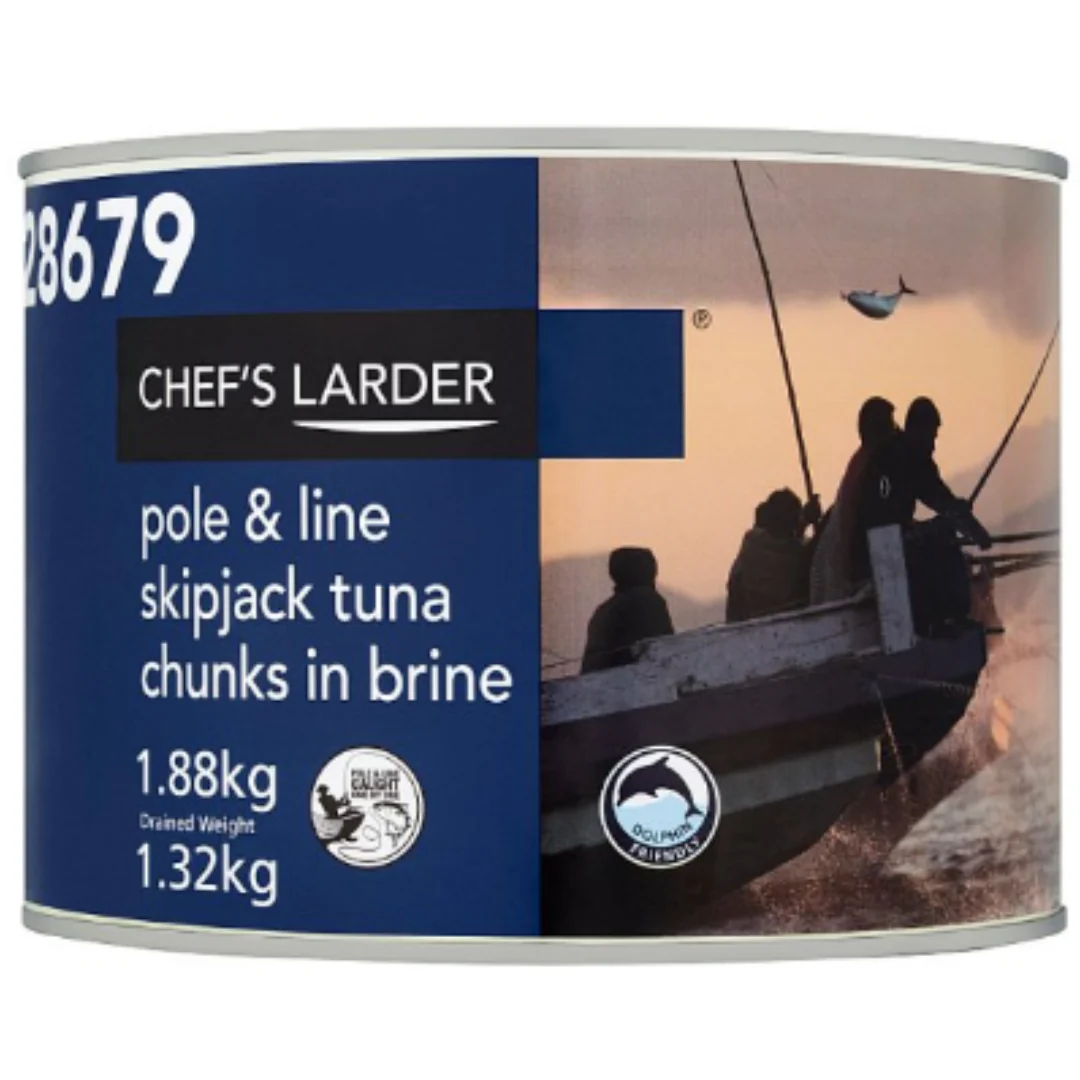 Chef's Larder Pole & Line Skipjack Tuna Chunks in Brine 1880g x 1