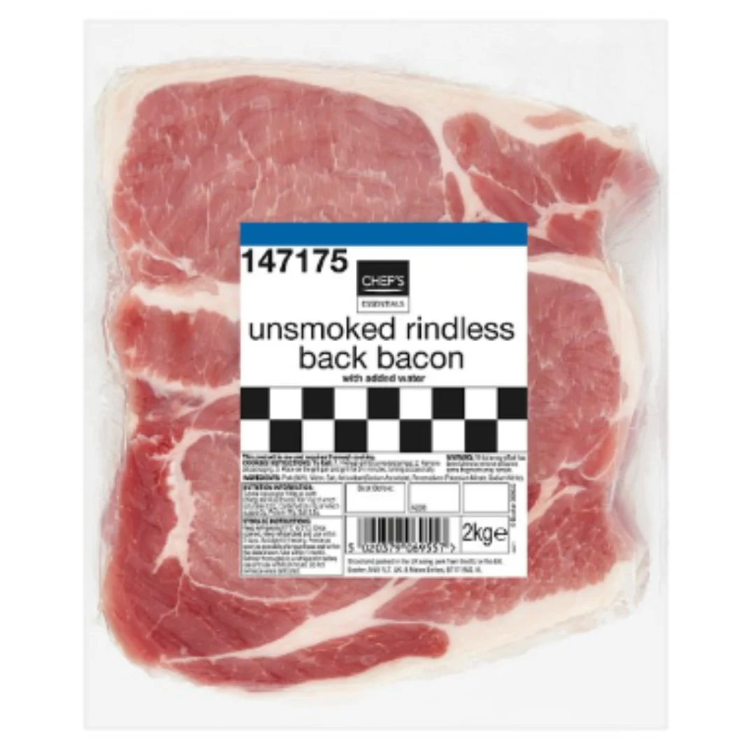 Chef's Essentials Unsmoked Rindless Back Bacon 2kg x 5 Packs