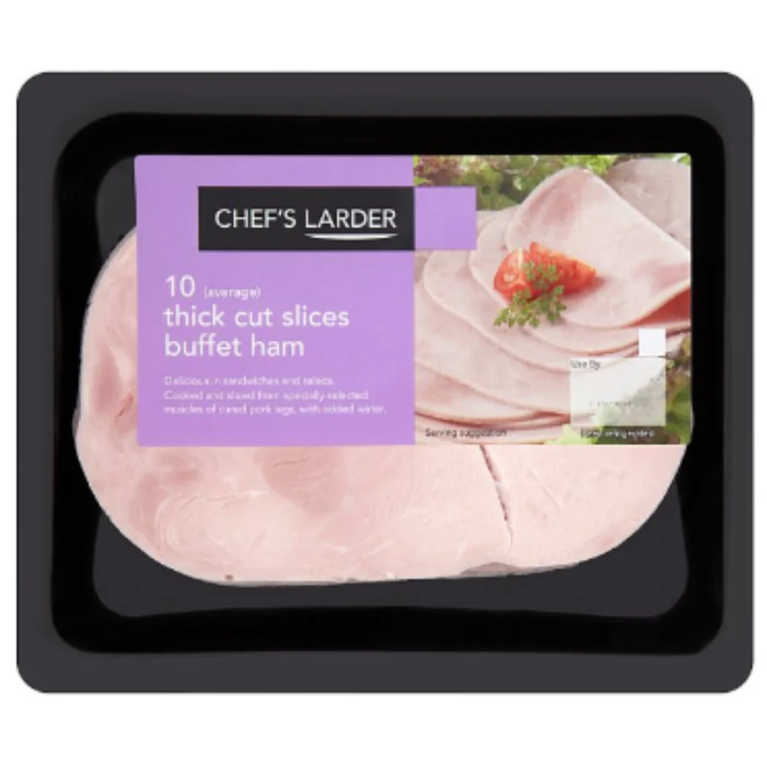 Chef's Larder 10 (Average) Thick Cut Slices Buffet Ham 500g x 1