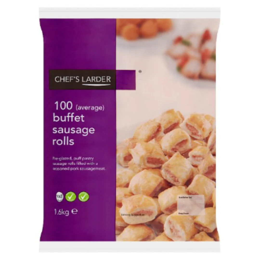 Chef's Larder 100 (Average) Buffet Sausage Rolls 1.6kg x 1 Pack